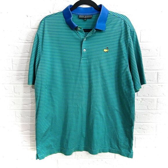 Masters collection Blue and Green Striped Polo Size Large - Picture 1 of 7